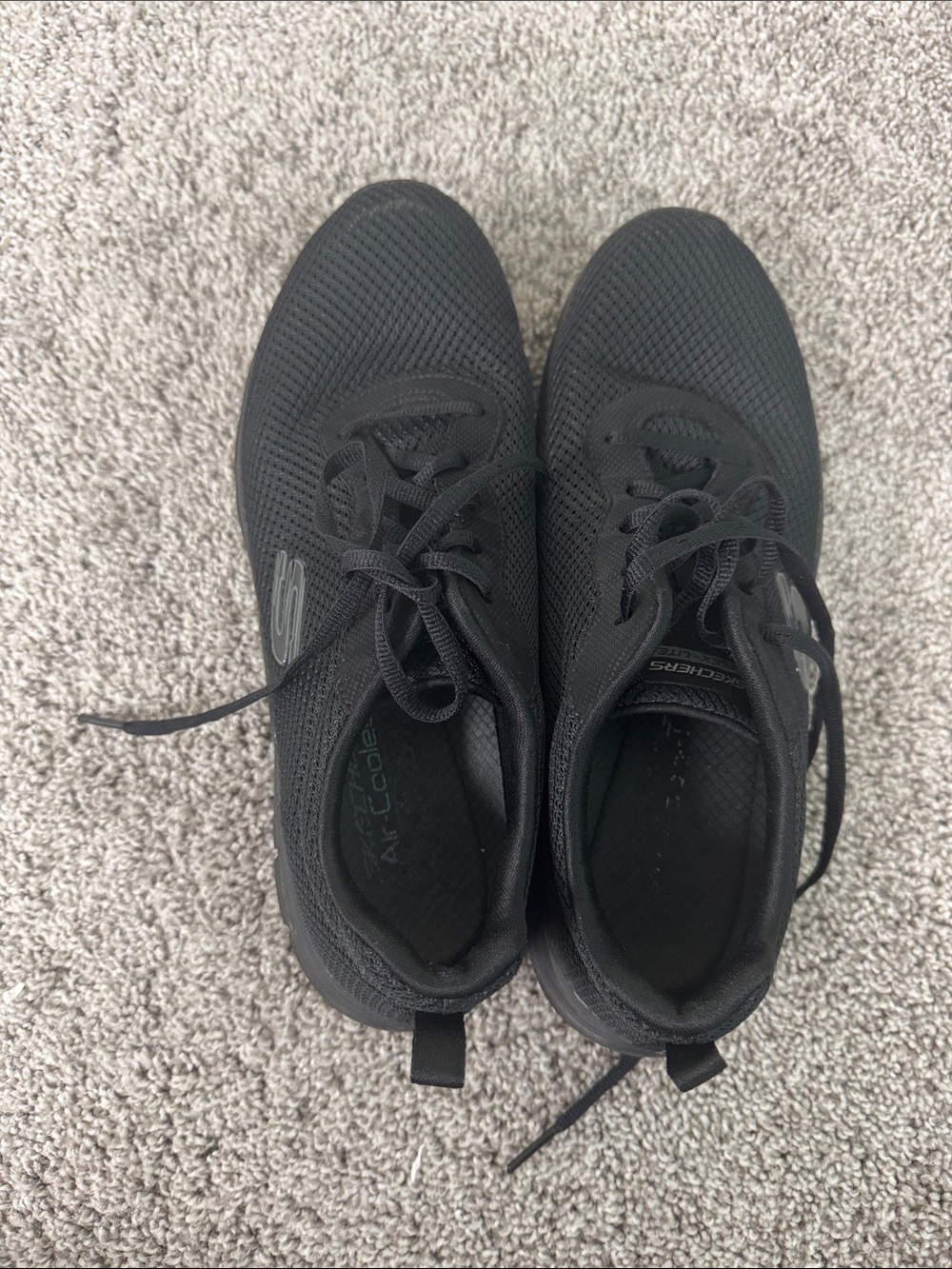 Skechers Women’s All-Black Mesh Lace-Up Sneakers Flex Lite